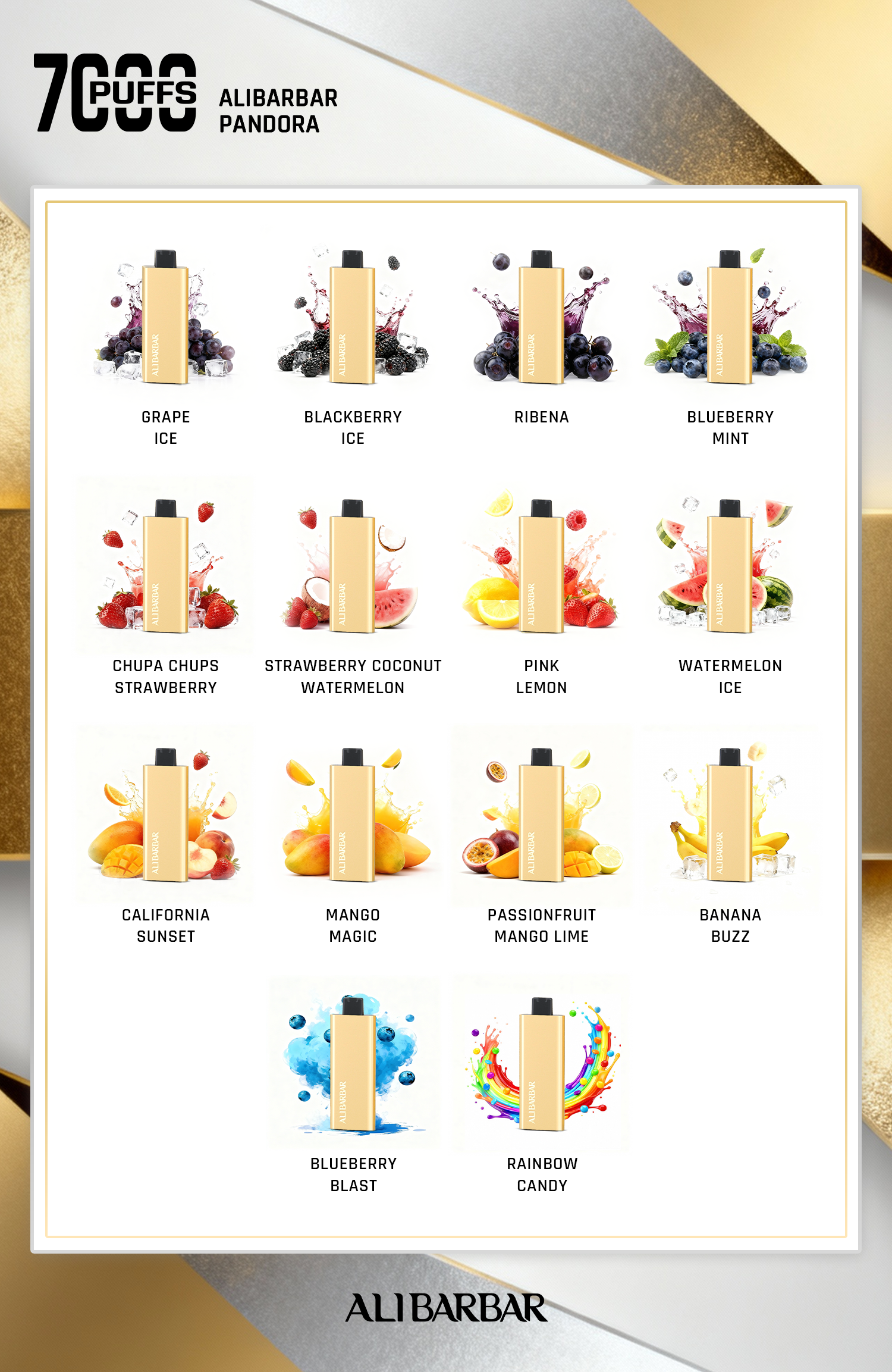 Alibarbar Pandora Chupa Chups Strawberry 7000 Puffs - Image 2